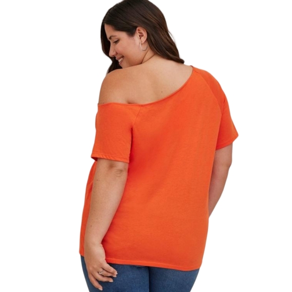NWT Torrid Orange Rolling Stones Off-Shoulder Tee Sizes (2X,3X,4X) - Picture 3 of 4